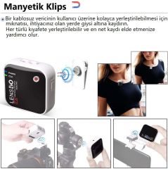 Lensgo 348C Beyaz 1V2 Kablosuz İkili Mikrofon Seti