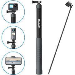 Telesin Aksiyon Kamera ve Akıllı Telefonlar için 3 Metre Carbon Fiber Selfie Stick