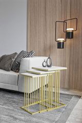 Bella Gold Zigon Sehpa / Beyaz Mdf