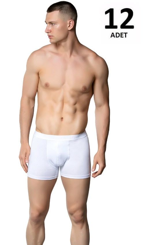 Gümüş Erkek Likralı Boxer Beyaz/Siyah/Gri 12' li 4018