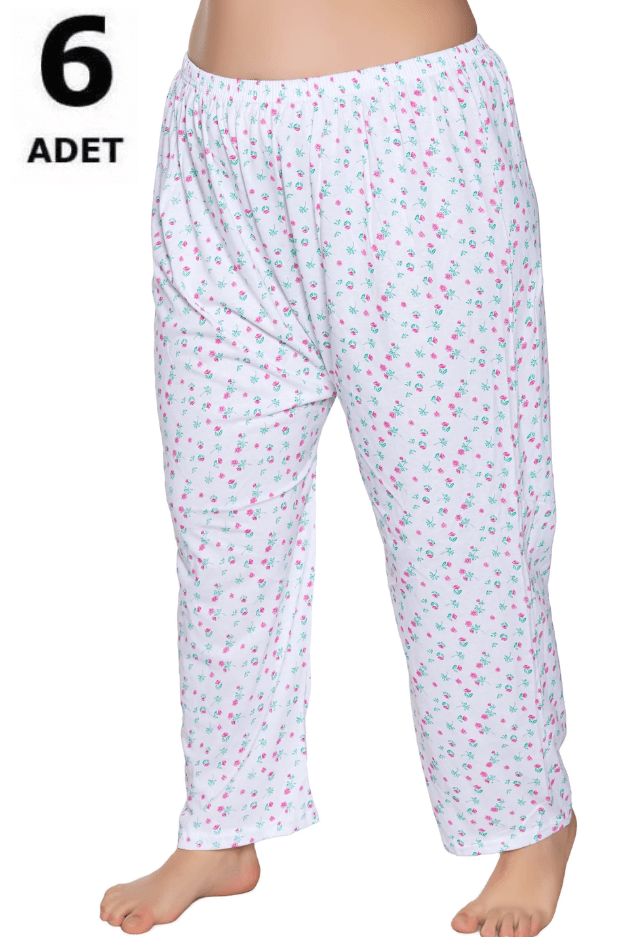 Sedef Yıldızı Kadın Penye Empirme Uzun Düz Paça Pijama 6'lı 1074