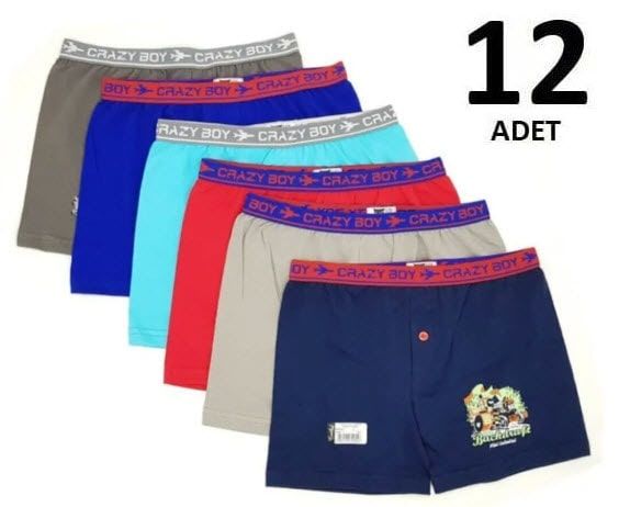 Tutku 0253 Erkek Çocuk Elastan Baskılı Boxer 12'li