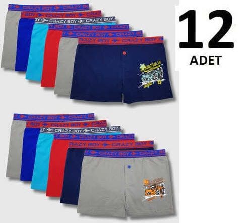 Tutku 0253 Erkek Çocuk Elastan Baskılı Boxer 12'li