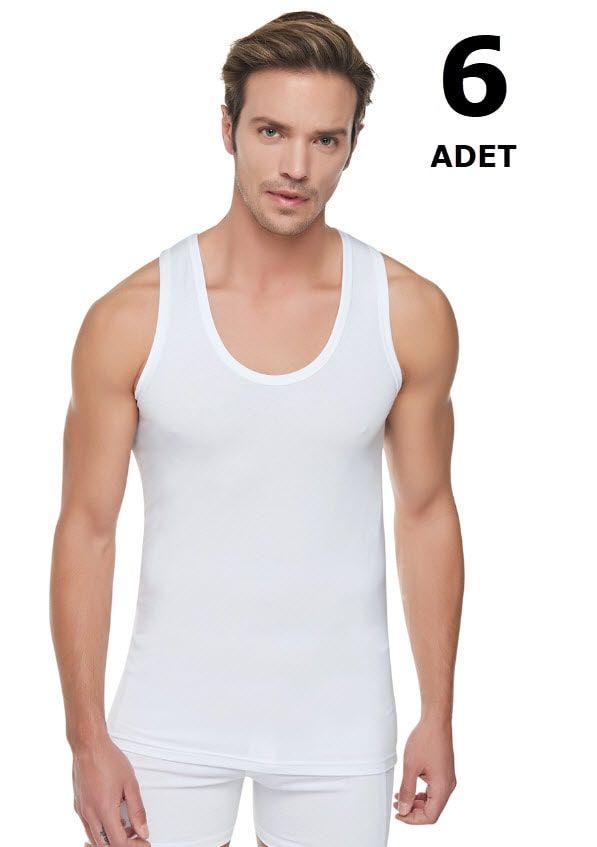 Tutku 0102 Erkek Ribana Atlet 6'lı Beyaz /Siyah /Gri