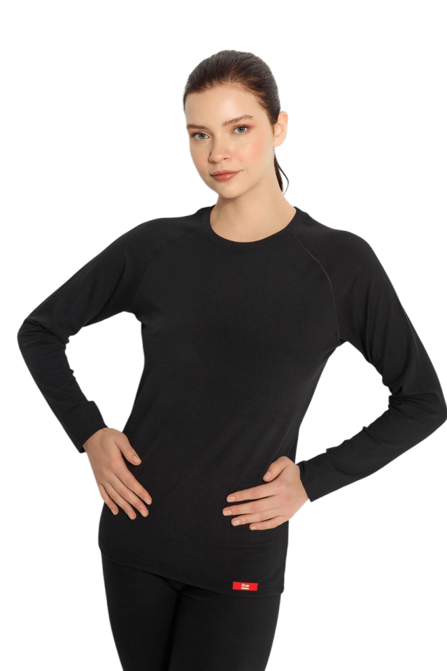 Kadın Isıtıcılı Siyah Termal Üst