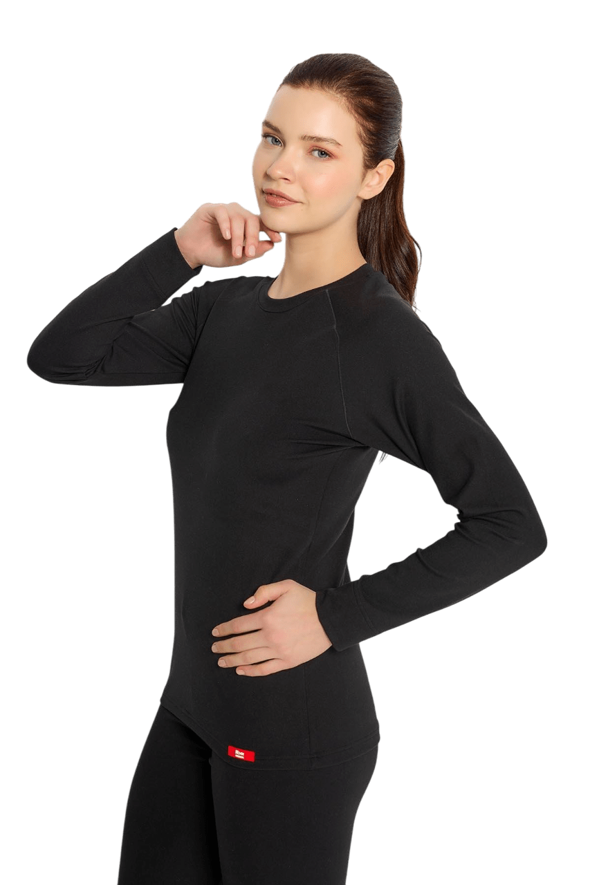 Kadın Isıtıcılı Siyah Termal Üst