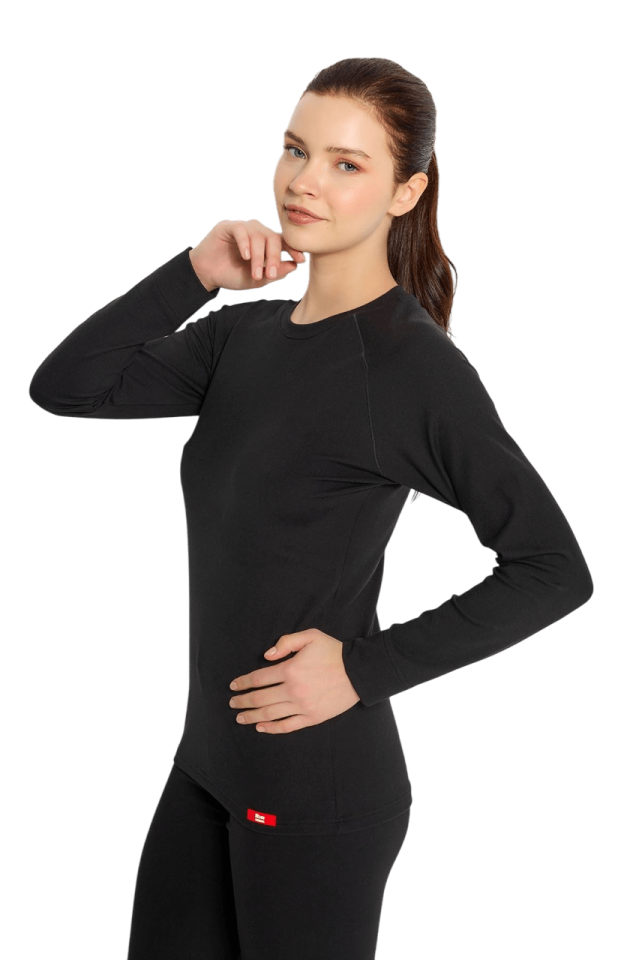 Kadın Isıtıcılı Siyah Termal Üst