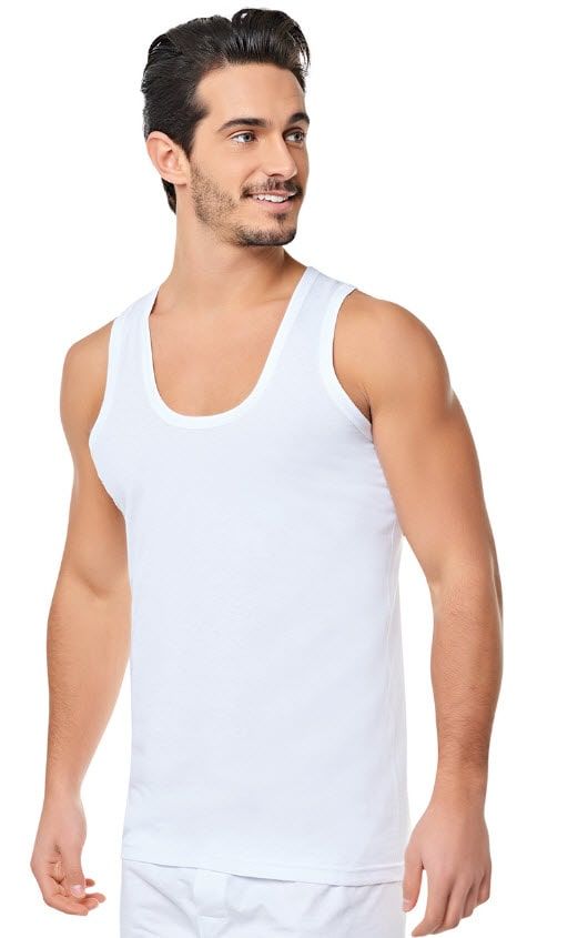 Seher Erkek Penye Atlet Beyaz/Siyah/Gri