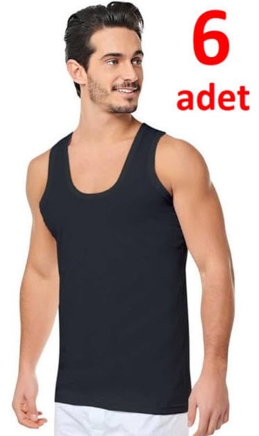 Seher Erkek Penye Atlet 6'lı Beyaz/Siyah/Gri