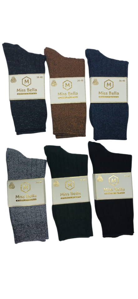 Miss Bella Bayan Kışlık Yün Çorap 12'li