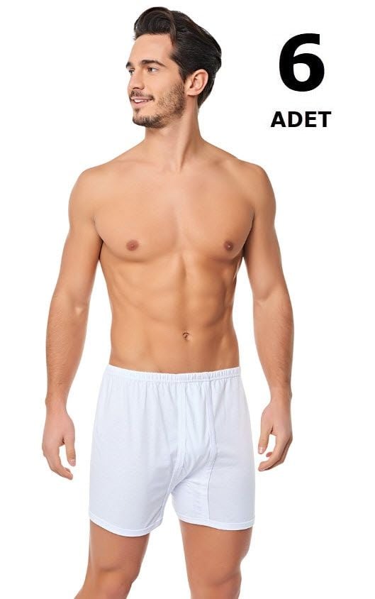 Tutku 0110 Penye Erkek Paçalı Külot 6'lı Beyaz