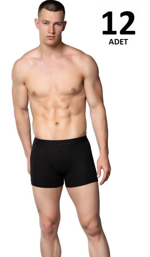 Tutku 0114 Erkek Likralı Elastan Boxer 12'li Siyah/Beyaz/Gri
