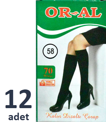 OR-AL Bayan Diz Altı Çorap 70 Denye (Yeşil Kutu)  12'li