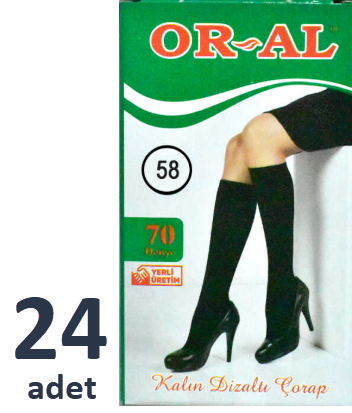 OR-AL Bayan Diz Altı Çorap 70 Denye (Yeşil Kutu)  24'lü