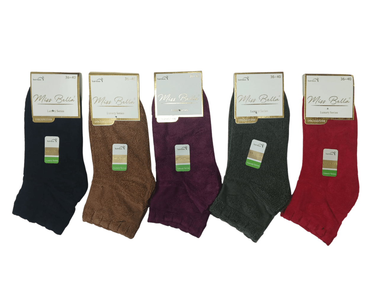 Miss Bella Bayan Bambu Havlu Ters Patik 12'li