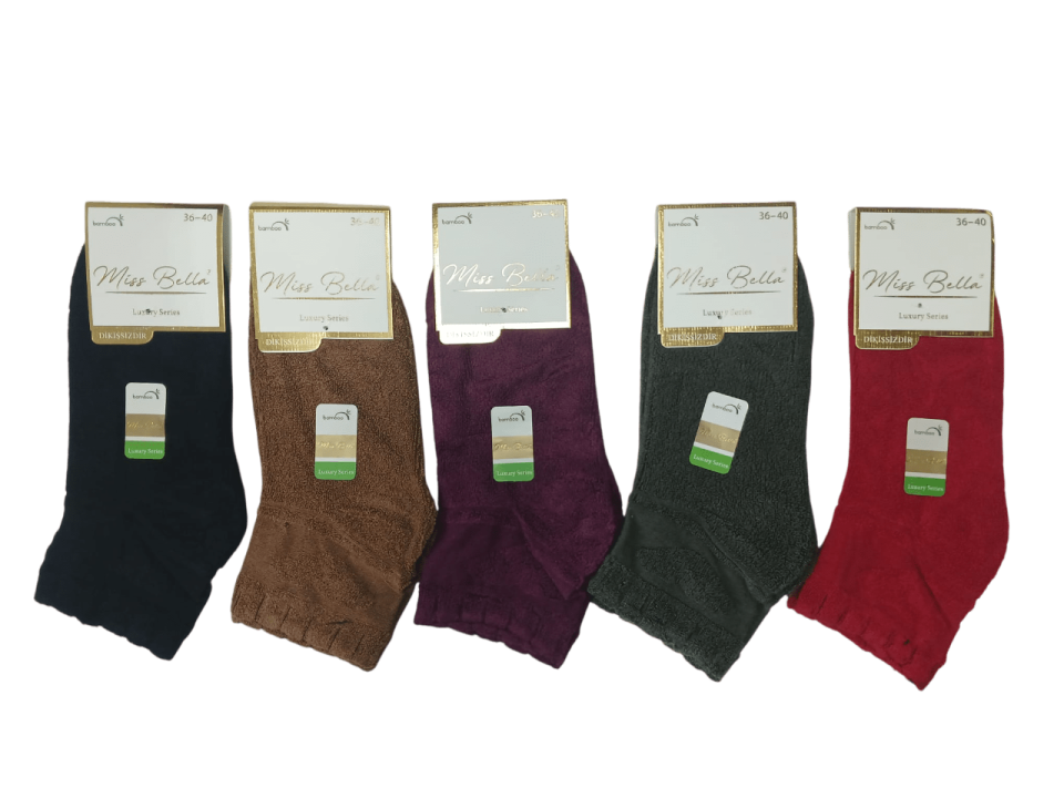 Miss Bella Bayan Bambu Havlu Ters Patik 12'li