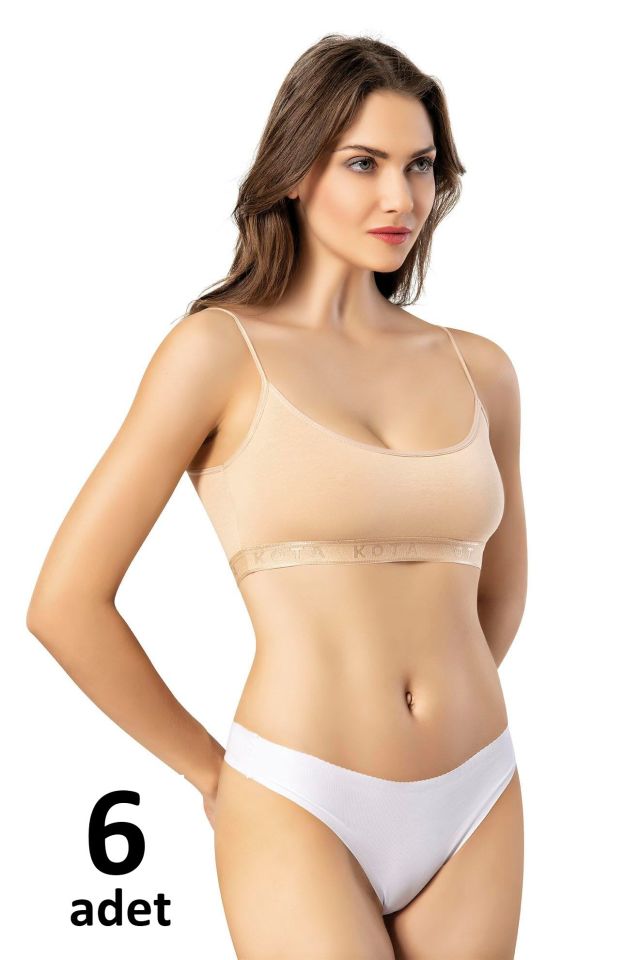 KOTA BAYAN İP ASKILI PEDLİ BÜSTİYER Siyah/Beyaz/Ten 6'lı  K6312