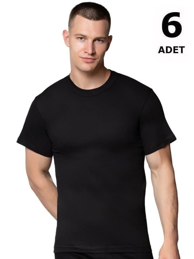 Sedef Yıldızı Erkek Penye Renkli Sıfır Yaka 6'lı 1008 Gri/Siyah/Askeri Yeşil