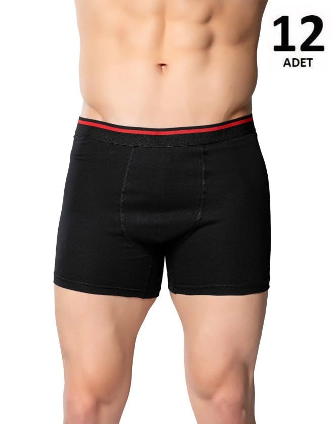 Sedef Yıldızı Erkek Likralı Boxer 12'li 1013 Siyah/Gri