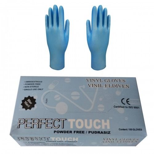 Perfect Touch Mavi Pudrasız Vinil Eldiven Small 100'lü