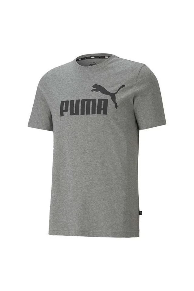 Puma ESS Logo Tee Medium Gray Heather T-Shirt Unisex Günlük Tişört Gri 58666603