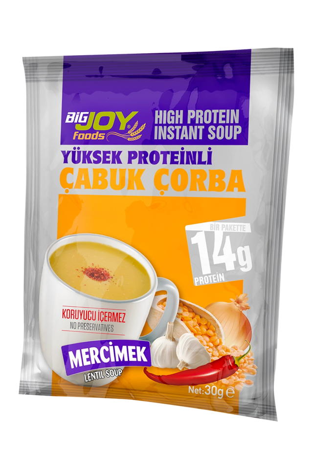 BigJoy Foods Yüksek Proteinli Çorba Mercimek 30g x 12 Adet