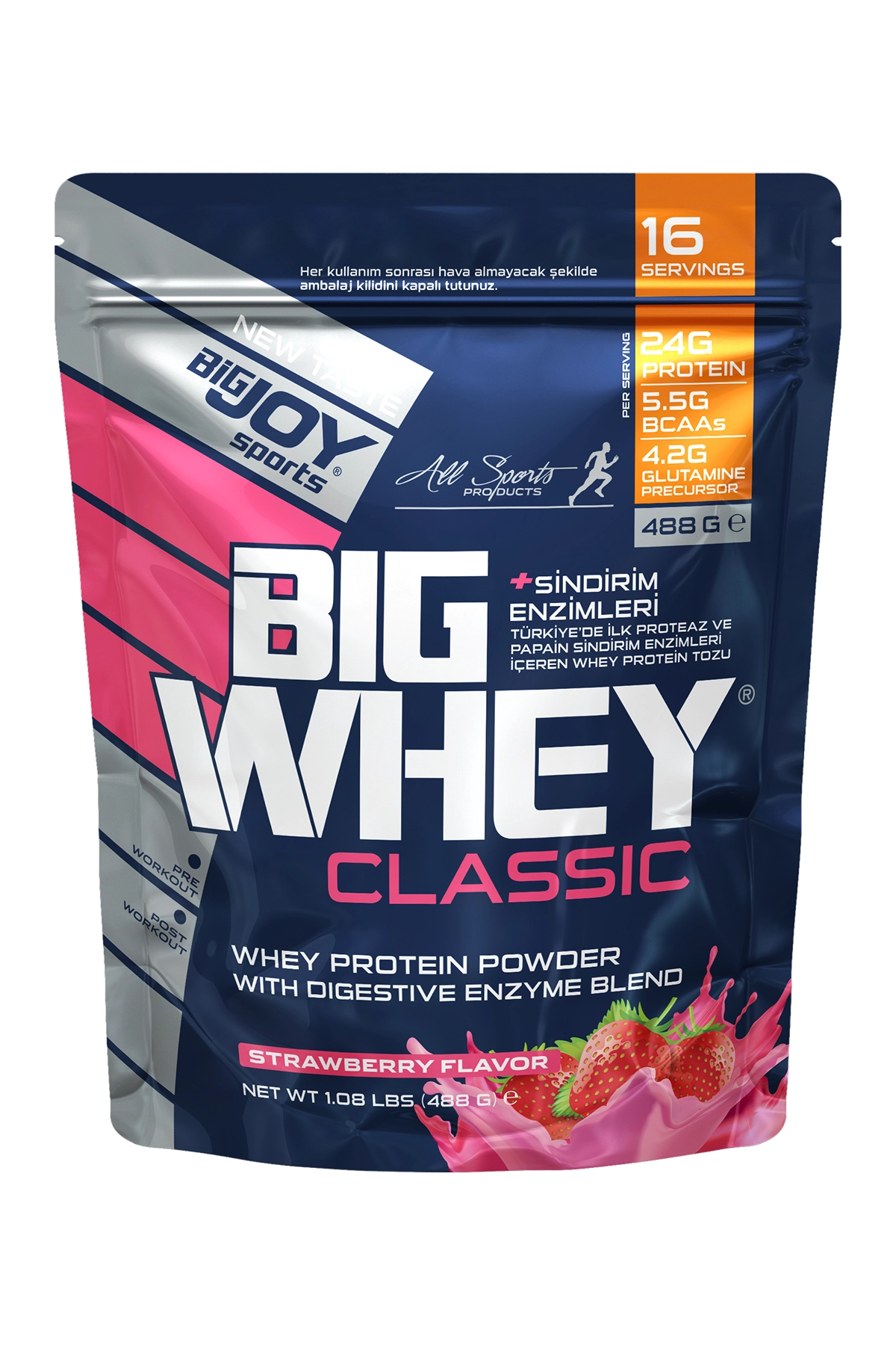 BigJoy Sports Doypack BigWhey Classic Çilek 488g 16 Servis