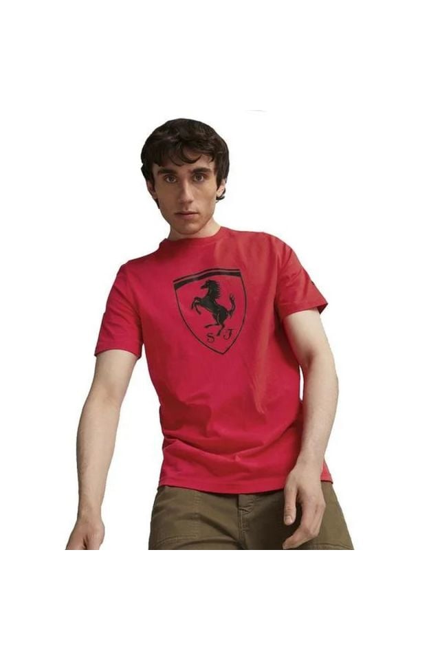 Puma Ferrari Race Tonal Big Shield Tee Rosso Corsa Unisex Tişört Kırmızı 62095102