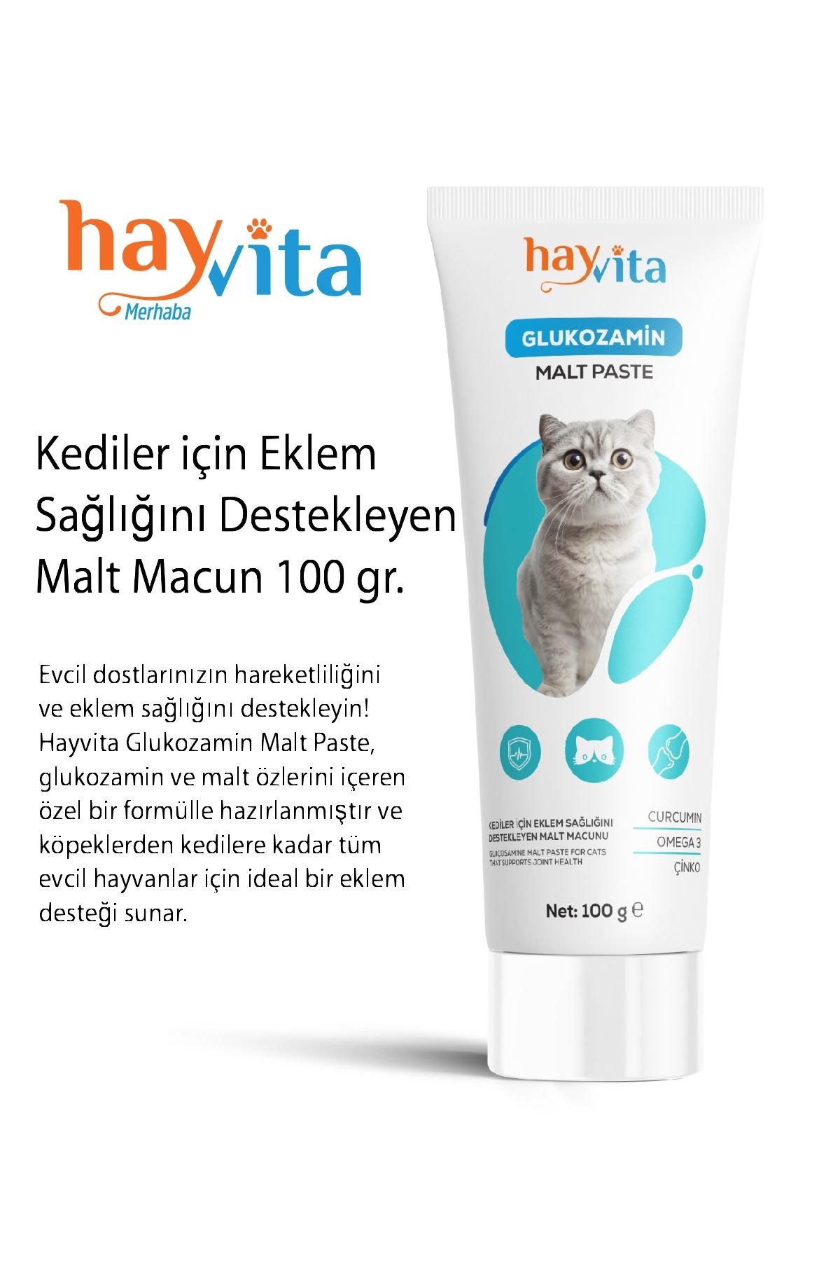 Hayvita Glukozamin Kedi Eklem Sağlığı Destekleyici Malt Macun (Fenni Yem) 100g