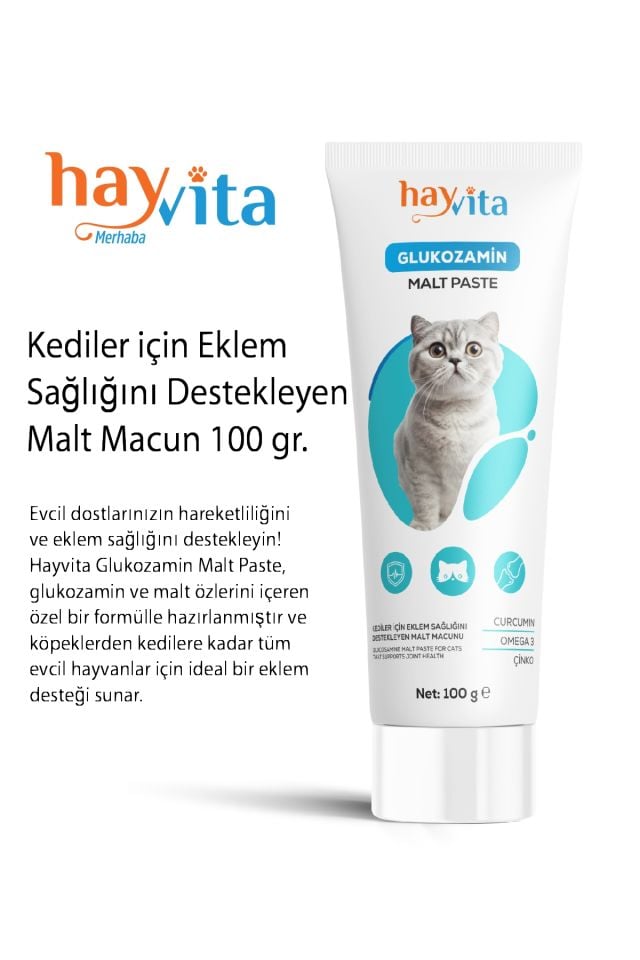 Hayvita Glukozamin Kedi Eklem Sağlığı Destekleyici Malt Macun (Fenni Yem) 100g