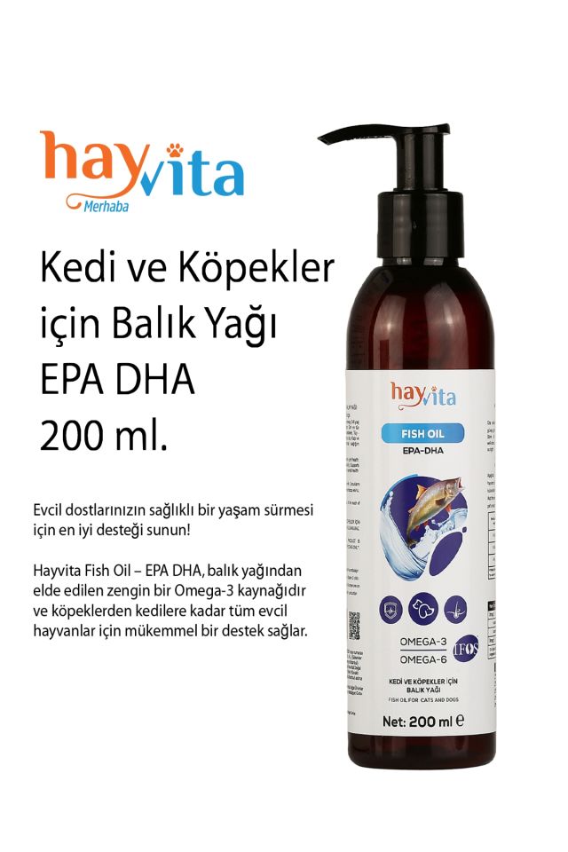 Hayvita Fish Oil Kedi ve Köpekler İçin Balık Yağı (Fenni Yem) 200ml