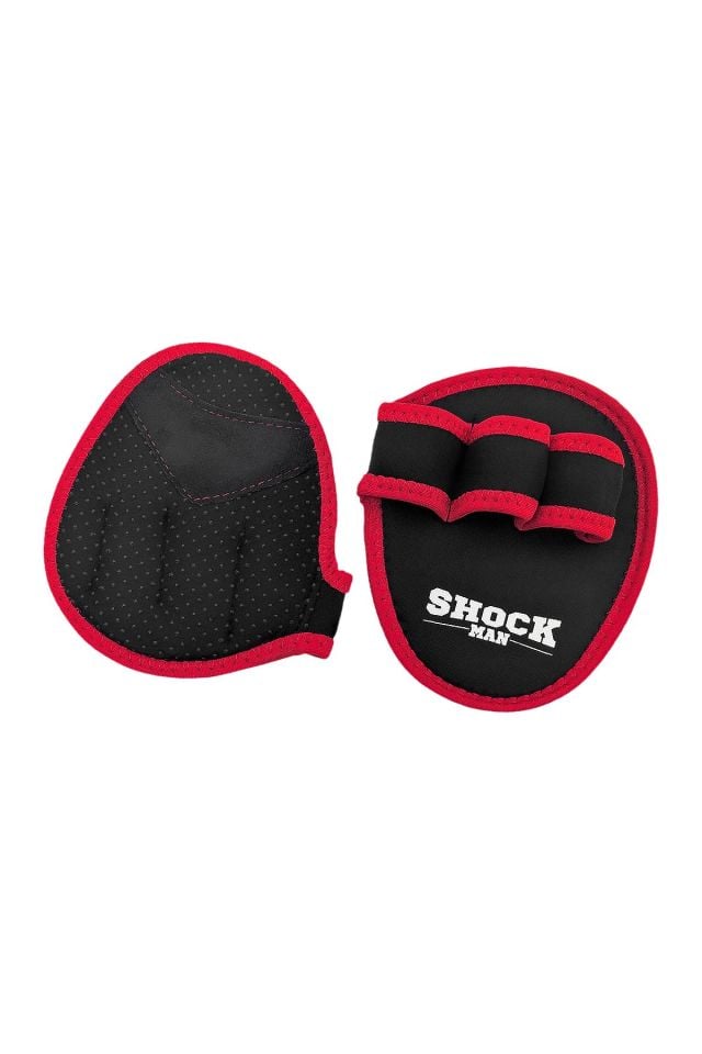 Shock Man Weightlifting Grip Pads Ağırlık Kaldırma Pedi Siyah/Kırmızı