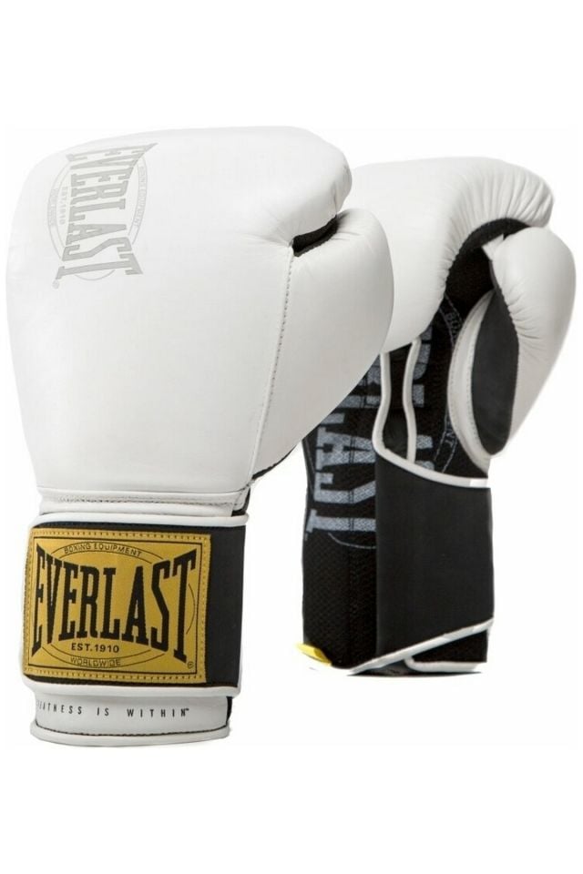 Everlast 723651-70 1910 Classic Leather Boxing Gloves White Boks Eldiveni 12 Oz