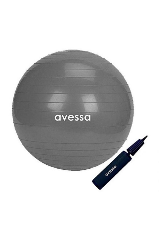 Avessa PLT-65 Pilates Topu Kutulu + Pompa 65 cm Gri