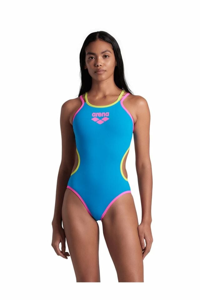 Arena Women's One Double Cross Back One Piece Bayan Yüzücü Mayo Turkuaz 004732809