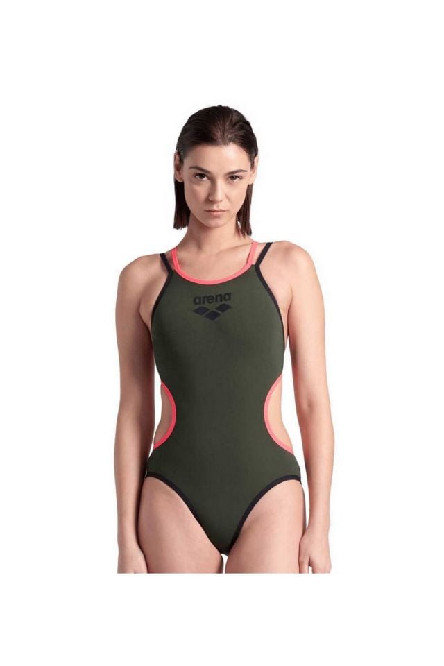 Arena Women's One Double Cross Back One Piece Bayan Yüzücü Mayo Yeşil 004732355