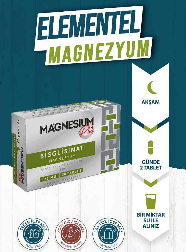 Goodday Magnesium +Plus Magnezyum Bisglisinat 30 Tablet