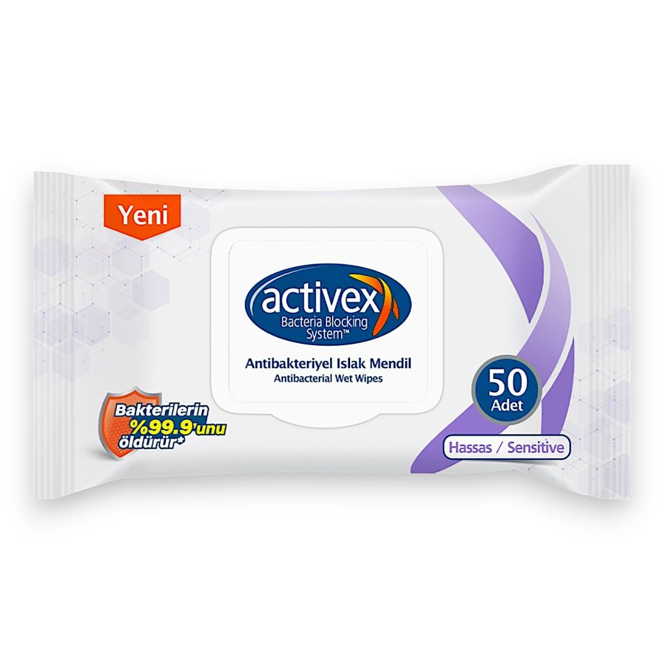 Activex Antibakteriyel Islak Mendil Hassas 50'li