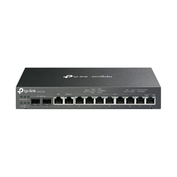 TP-Link ER7212PC Gateway Router (2 Gigabit SFP WAN/LAN, 1 Gigabit WAN, 1 Gigabit LAN/WAN, 8 Gigabit LAN, 8x PoE+, 110 W PoE bütçesi, Omada SDN)
