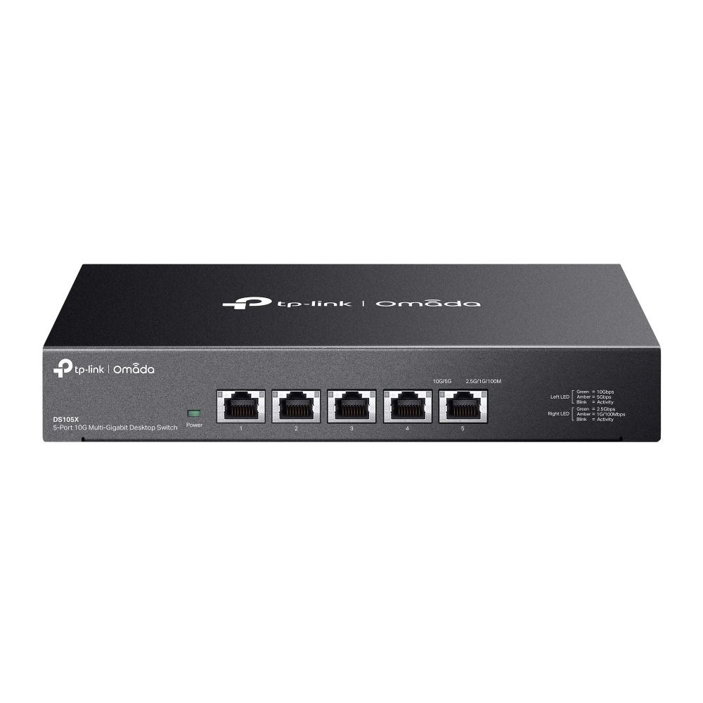 TP-Link DS105X 5 Port 10G Çoklu Gigabit Switch (Yönetimsiz, Fansız, 100 Gbps anahtarlama kapasitesi)