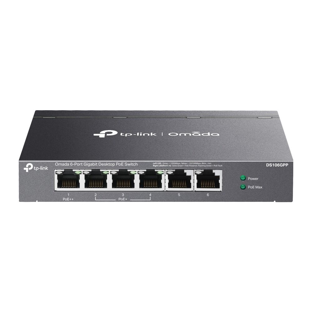 TP-Link DS106GPP 6 Port Gigabit Switch (1x PoE++, 3x PoE+, Yönetimsiz)