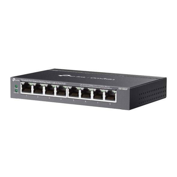 TP-Link DS108GP 8 Port Gigabit Switch (8x PoE+, Yönetimsiz)