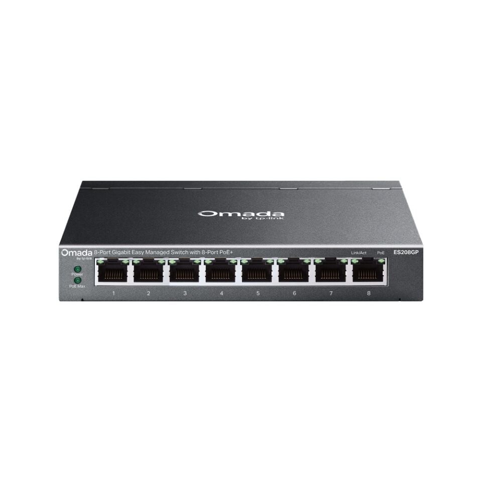 TP-Link ES208GP 8 Port Gigabit Switch (8x PoE+, Kolay Yönetimli, Omada SDN)
