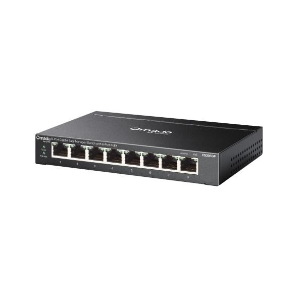 TP-Link ES208GP 8 Port Gigabit Switch (8x PoE+, Kolay Yönetimli, Omada SDN)
