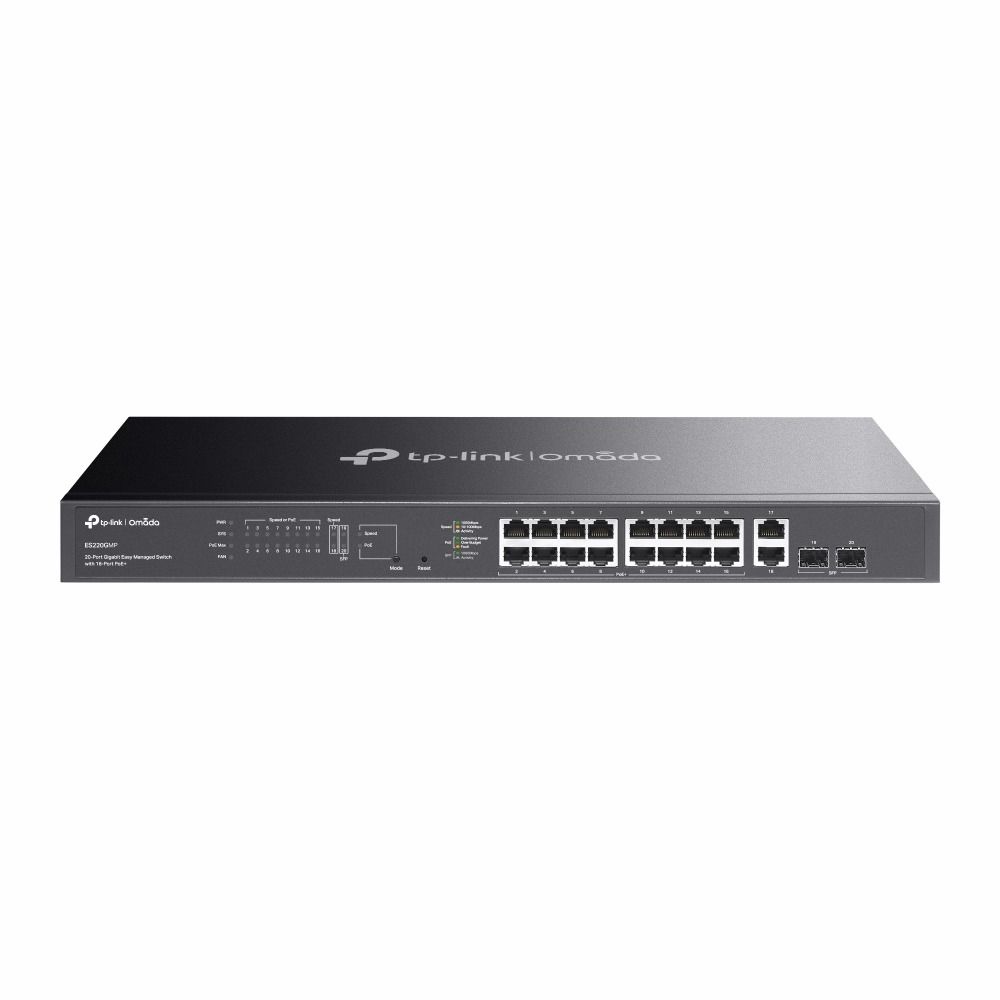 TP-Link ES220GMP 20 Port Gigabit Switch (16x PoE+, Kolay Yönetimli, 2x SFP)