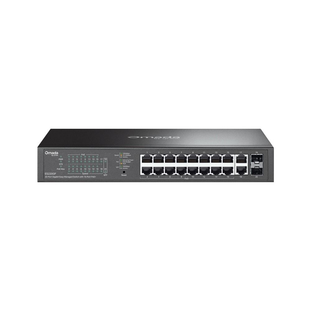 TP-Link ES220GP 20 Port Gigabit Switch (16x PoE+, Yönetimli, 2x SFP)