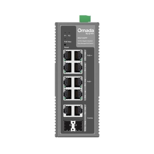 TP-Link IES210GPP 10 Port Gigabit Switch (6x PoE+, 2x PoE++, Yönetimli, 2x Gigabit SFP/RJ45)