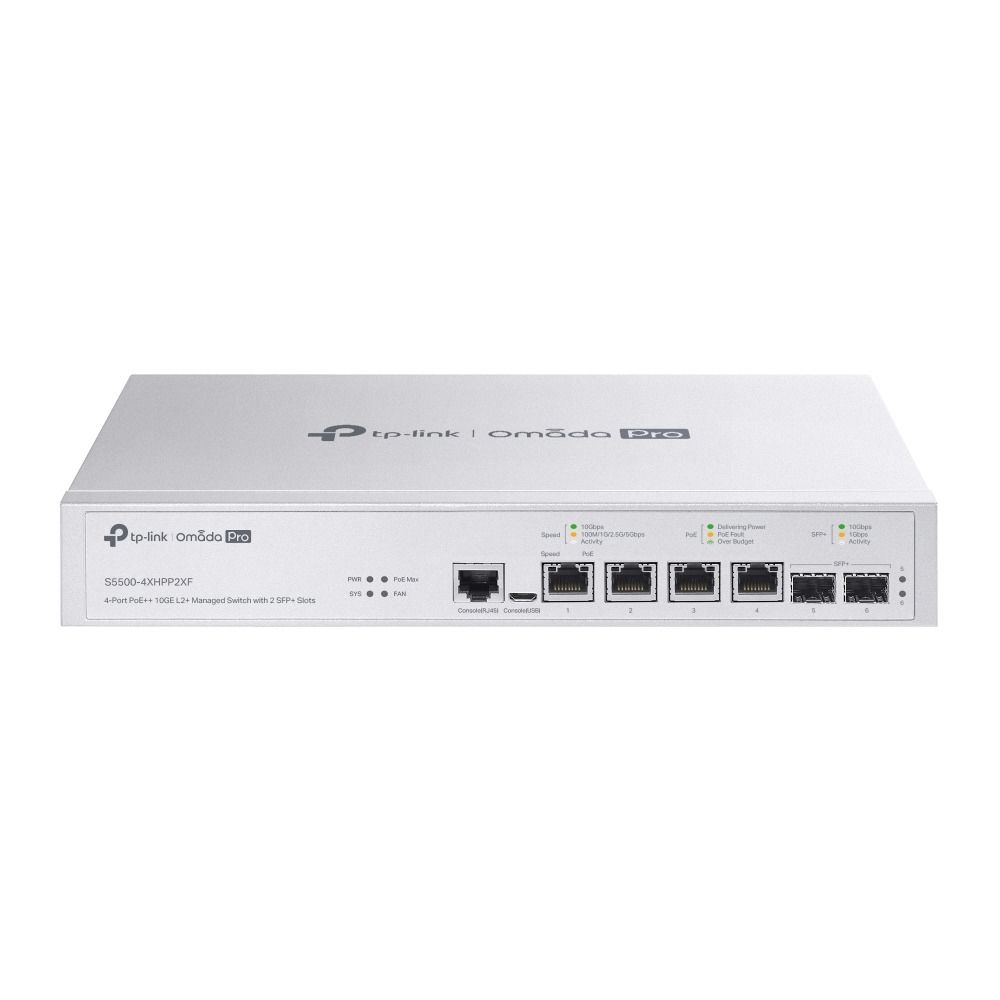 TP-Link S5500-4XHPP2XF 4 Port Switch (PoE, Yönetimli, 10Gbps Uplink)