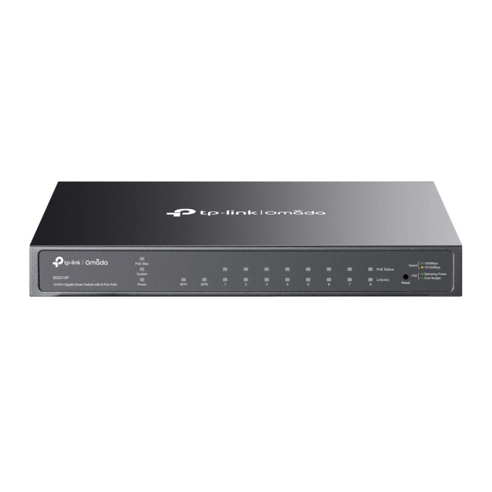 TP-Link SG2210P 10 Port Switch (8x PoE+, Yönetimli, Gigabit, 2x SFP)