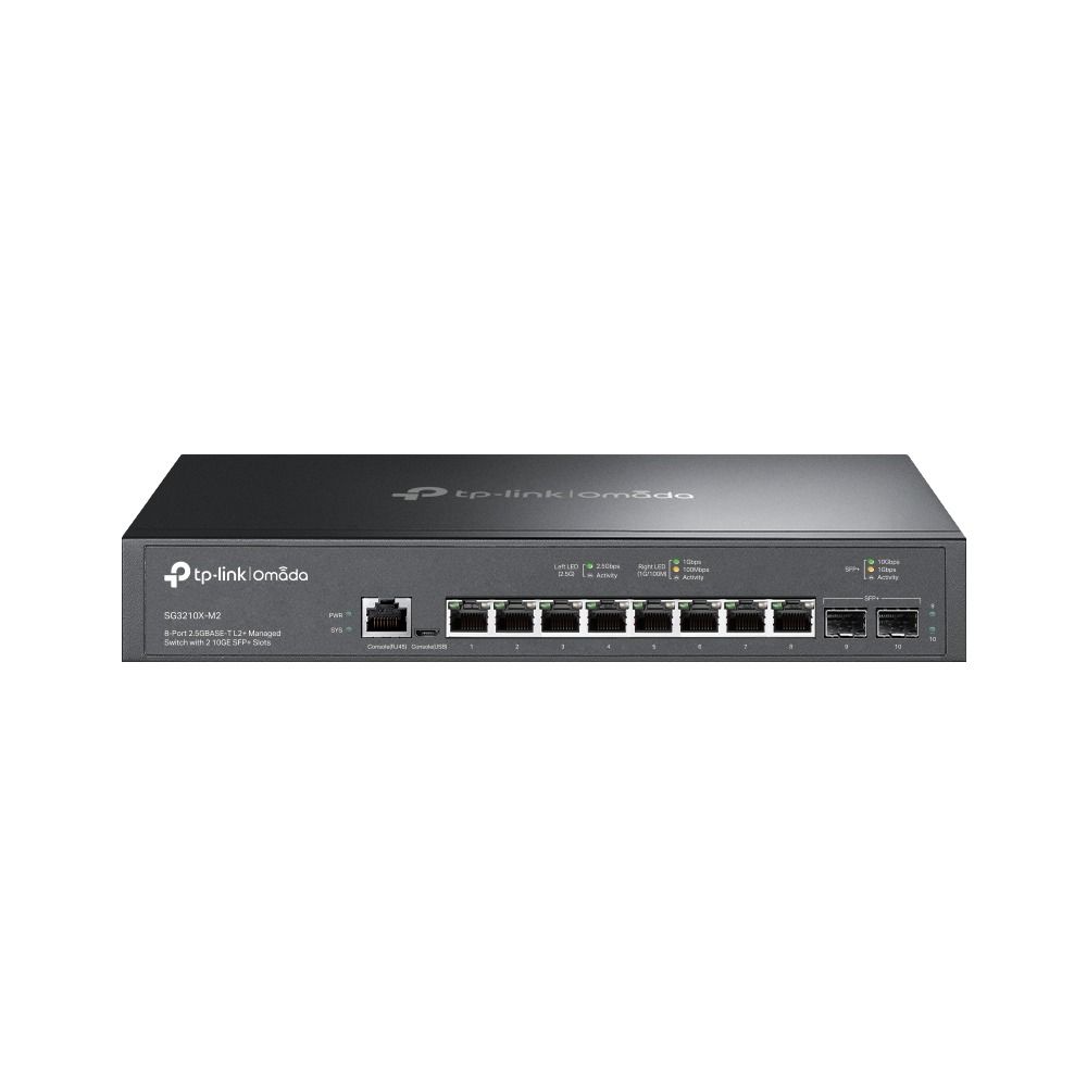 TP-Link SG3210X-M2 8 Port 2.5G Switch (2× 10G SFP+, Yönetim, Fansız)
